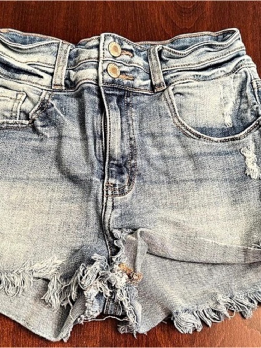 Kancan Signature Kurvy Double-Button Denim Shorts Denim Shorts Blue Size 25